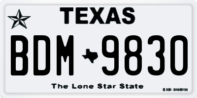 TX license plate BDM9830