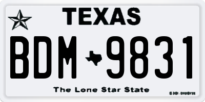 TX license plate BDM9831