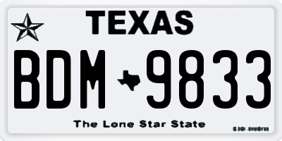 TX license plate BDM9833