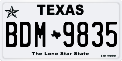 TX license plate BDM9835