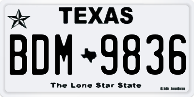 TX license plate BDM9836