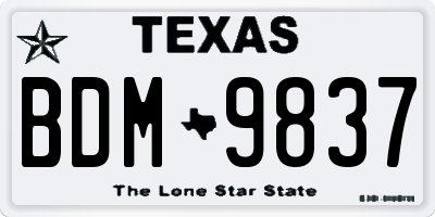 TX license plate BDM9837