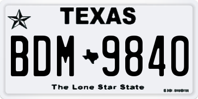 TX license plate BDM9840