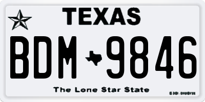 TX license plate BDM9846