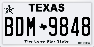 TX license plate BDM9848