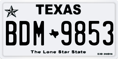 TX license plate BDM9853