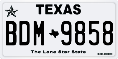 TX license plate BDM9858