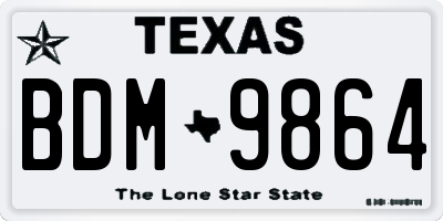 TX license plate BDM9864