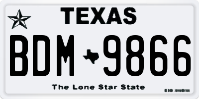 TX license plate BDM9866