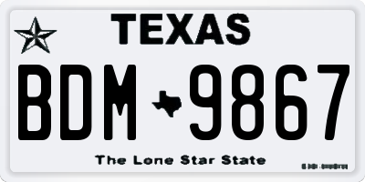 TX license plate BDM9867