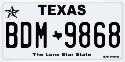 TX license plate BDM9868