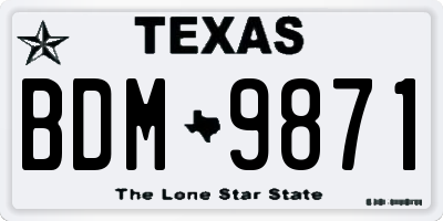 TX license plate BDM9871