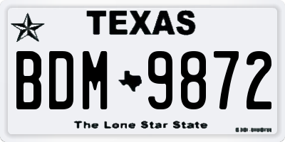 TX license plate BDM9872