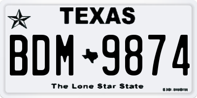 TX license plate BDM9874