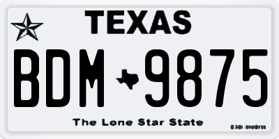 TX license plate BDM9875