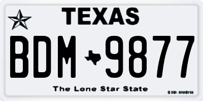 TX license plate BDM9877