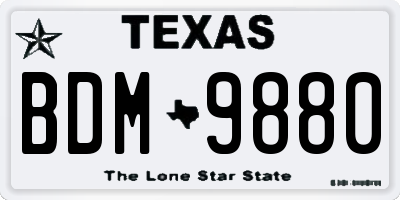 TX license plate BDM9880