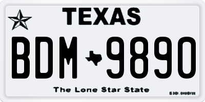 TX license plate BDM9890