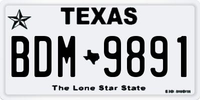 TX license plate BDM9891
