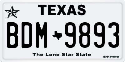 TX license plate BDM9893