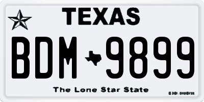 TX license plate BDM9899