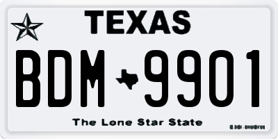 TX license plate BDM9901