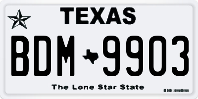 TX license plate BDM9903