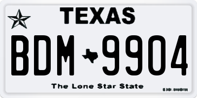 TX license plate BDM9904