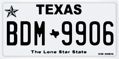 TX license plate BDM9906