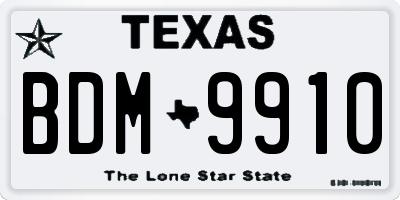 TX license plate BDM9910