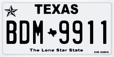TX license plate BDM9911