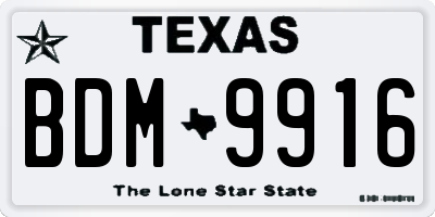 TX license plate BDM9916