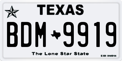 TX license plate BDM9919