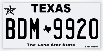 TX license plate BDM9920