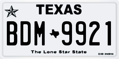 TX license plate BDM9921
