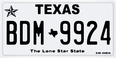 TX license plate BDM9924