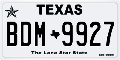 TX license plate BDM9927