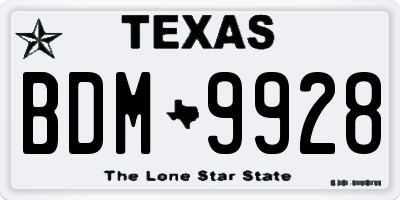 TX license plate BDM9928