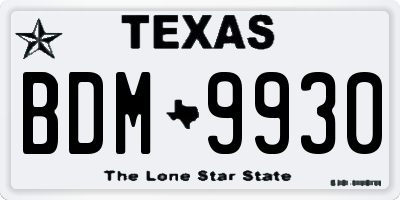 TX license plate BDM9930