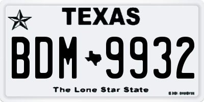 TX license plate BDM9932