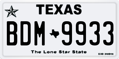 TX license plate BDM9933