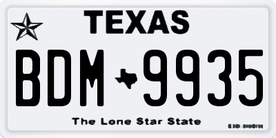 TX license plate BDM9935
