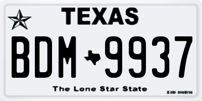 TX license plate BDM9937