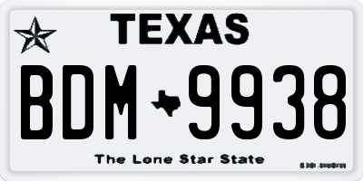 TX license plate BDM9938
