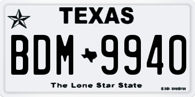 TX license plate BDM9940