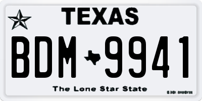 TX license plate BDM9941