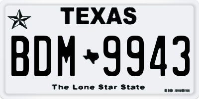 TX license plate BDM9943