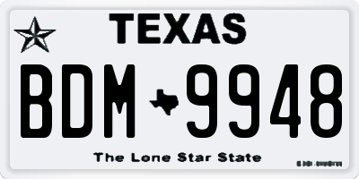 TX license plate BDM9948