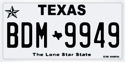 TX license plate BDM9949