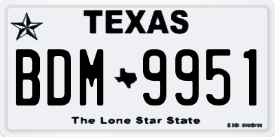 TX license plate BDM9951